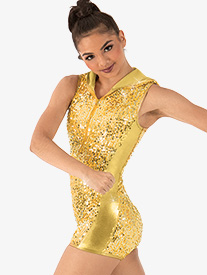 Double Platinum - Womens Sequin Shorty Unitard